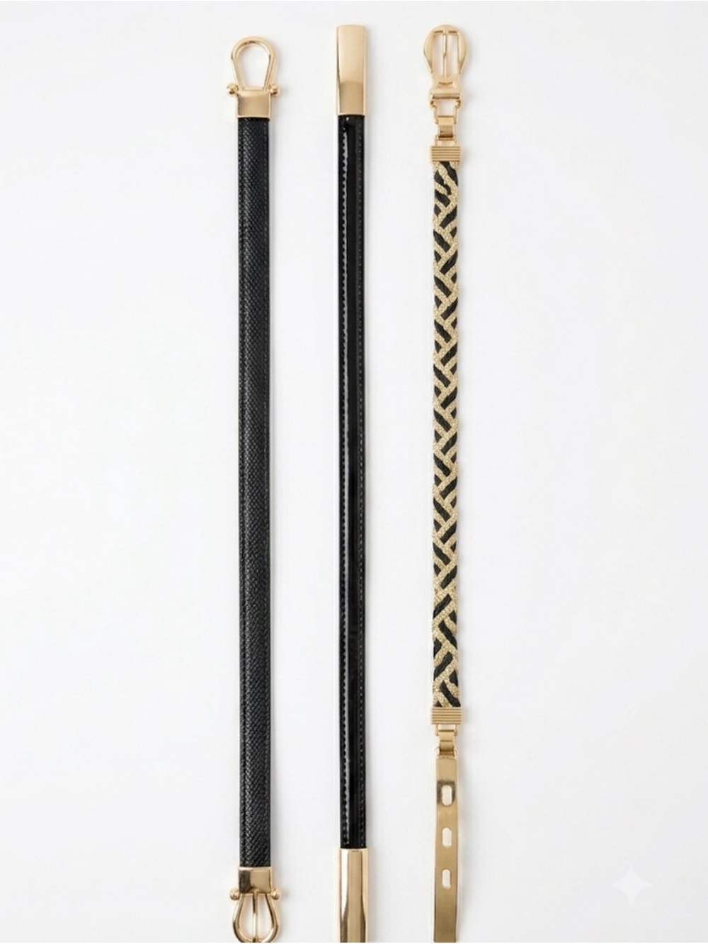 🖤 Minimalist Black & Gold Belt Bundle - Set of 3 (Size Small)